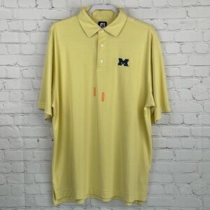 FootJoy FJ Michigan Yellow Short Sleeve Golf Polo Shirt Mens Size XL